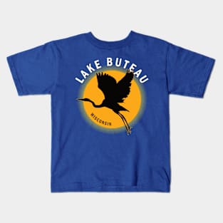 Lake Buteau in Wisconsin Heron Sunrise Kids T-Shirt